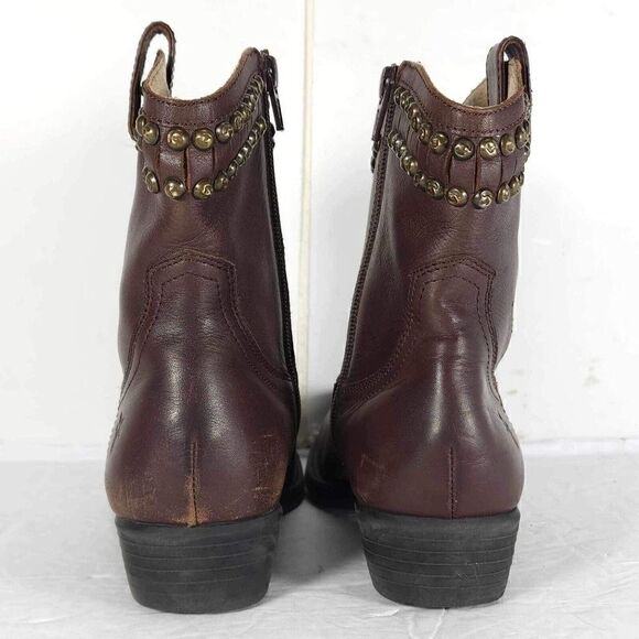 Frye Boys Big Kids Diana US 3,5 Brown Leather Studded Ankle Western Boots - Picture 11 of 14
